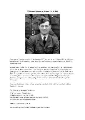 A preview of a PDF biography for Butler, Peter Saumarez